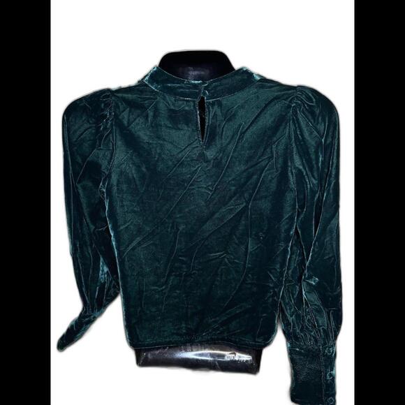 NWT Rachel Zoe Green Velour Top ~ Small ~ Cowl Neck~ Blouse - Picture 6 of 8